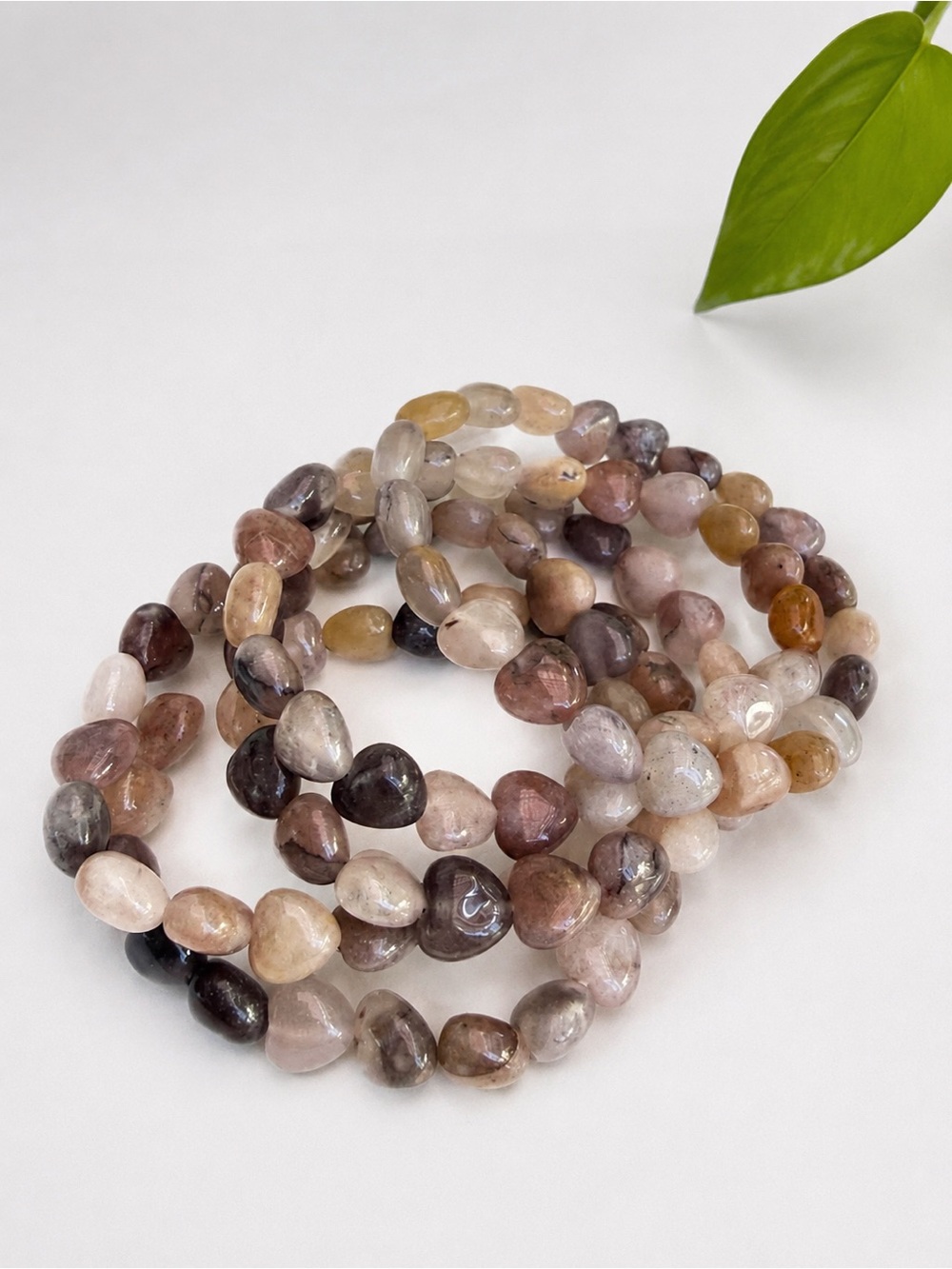 Natural Mixed Inclusion Quartz Heart Bracelet -see description